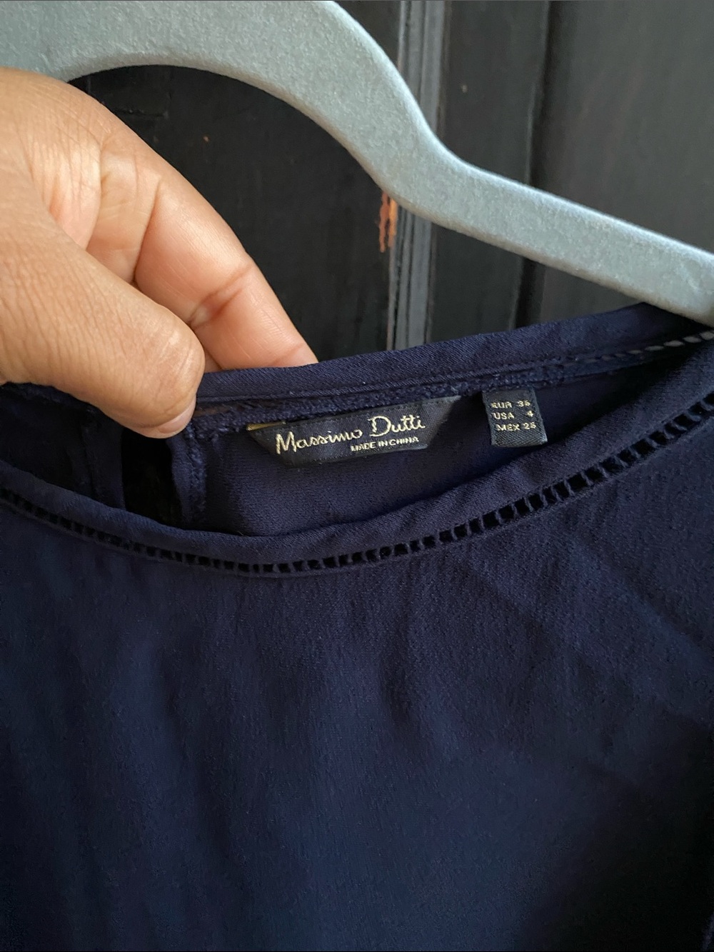Massimo Dutti Navy shirt Sleeve Shell with Subtle Trim